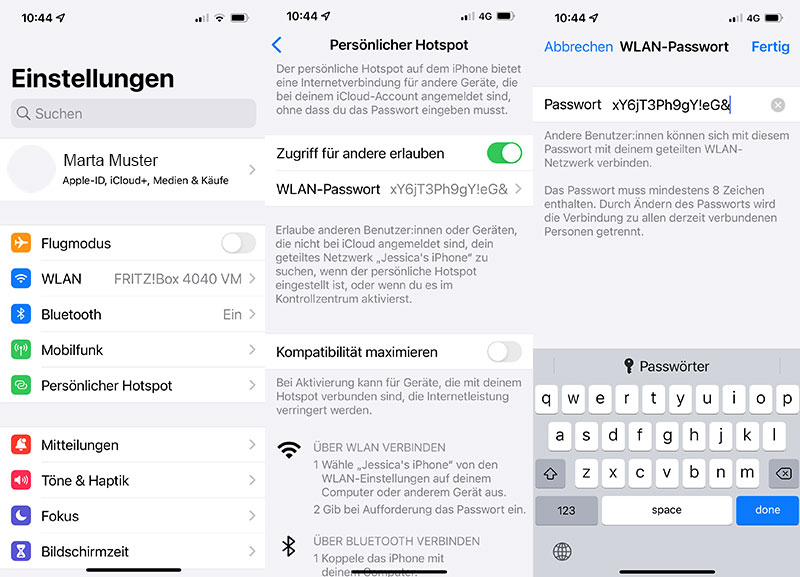 Anleitung Persönlichen Hotspot auf dem iPhone einrichten