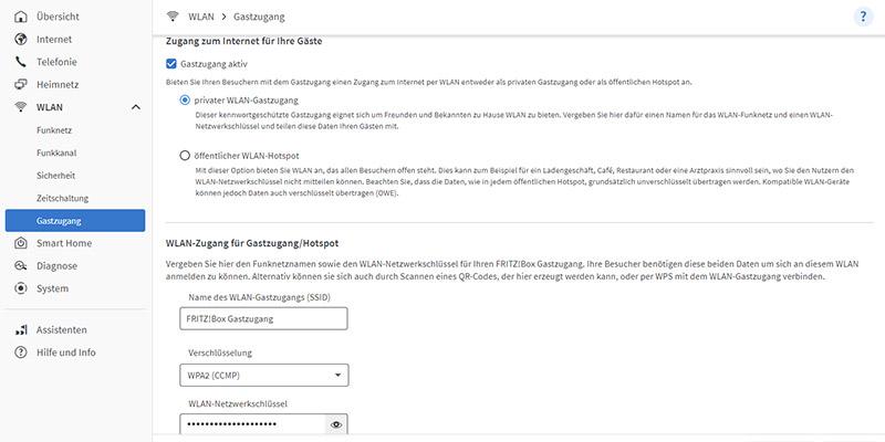 WLAN-Gastzugang bei der Fritzbox einrichten