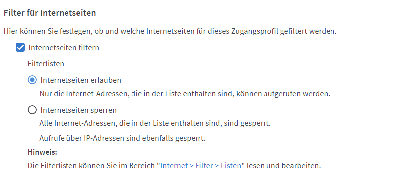 Fritzbox: Filter für Internetseiten einrichten